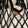 Vintech Mercerized Bag Organic Blue Glass Beaded Black Bag