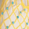 Vintech File Mercerized Bag Organic Blue Glass Beaded Yellow Rope Bag