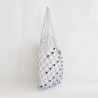 Vintech File Mercerized Bag Organic Dark Blue Glass Beaded Gray Rope Bag