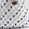 Vintech File Mercerized Bag Organic Dark Blue Glass Beaded Gray Rope Bag