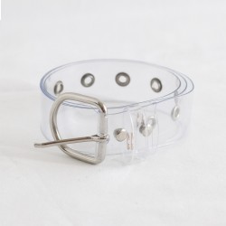 Transparent Stapleless Flat Metal Buckle Belt