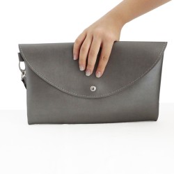 Glossy Anthracite Envelope Model Portrait Hand Bag