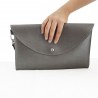Fashion Moon Glossy Anthracite Envelope Model Portrait Hand Bag