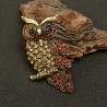 FashionMoon Owl Blue Color Cubic Zirconia Brooch