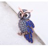 FashionMoon Owl Blue Color Cubic Zirconia Brooch