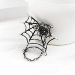 FashionMoon Black Spider Web Collar Pin Men Brooch