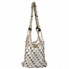 Vintech Mercerized Bag Organic Eco White Glass Beaded Purple Bag