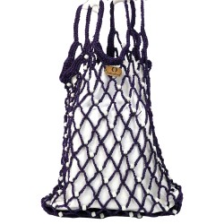 Vintech Mercerized Net Bag Summer Bag, Handmade Bag Organic Eco White Glass Beaded Purple Bag