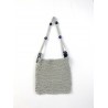 Vintech File Mercerized Bag Summer Bag handmade bag Organic Dark Blue Glass Beaded Gray Rope Bag