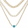 Long Necklace with Gold Blue Beads