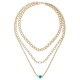Long Necklace with Gold Blue Beads