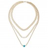 Long Necklace with Gold Blue Beads