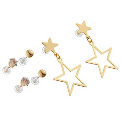 Gold Dangle Star Earrings Set