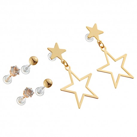 Gold Dangle Star Earrings Set