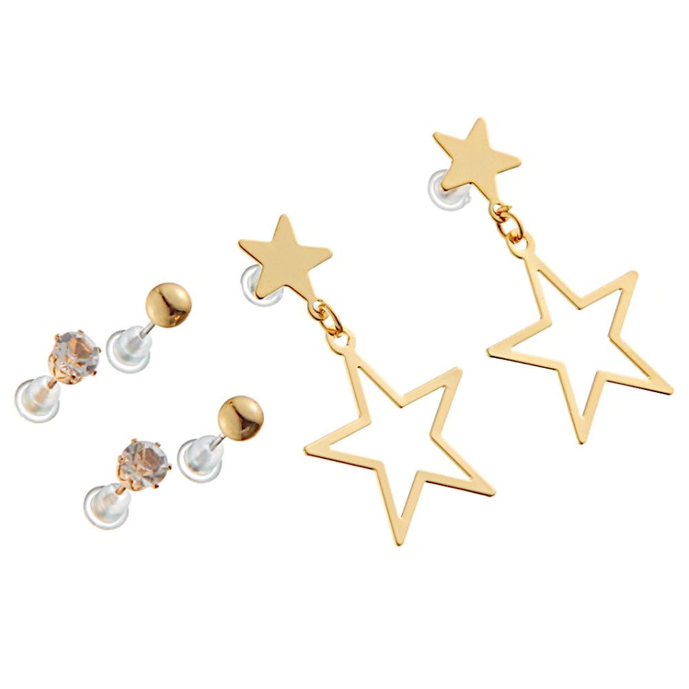 Gold star dangle earrings deals