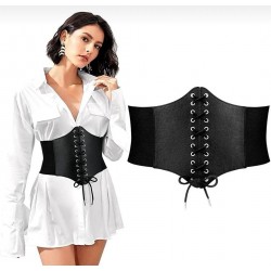 Gothic Thick Corset Model Butterfly End Chained Seven Row Stapled Belt