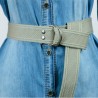 Gray Palaska Silver Color Double D Shaped Buckle Belt