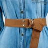 Brown Palaska Silver Color Double D Shaped Buckle Belt