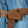 Brown Palaska Silver Color Double D Shaped Buckle Belt