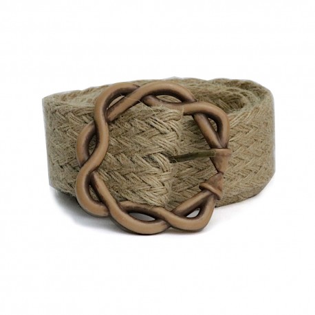 Jute Straw Moon Shape Wrapped Belt Buckle Belt