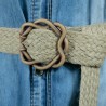 Jute Straw Moon Shape Wrapped Belt Buckle Belt