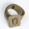 Jute Straw Wrapped Square Shaped Buckled Straw Women's Belt