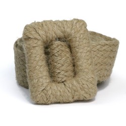 Jute Straw Wrapped Square Shaped Buckled Straw Women's Belt