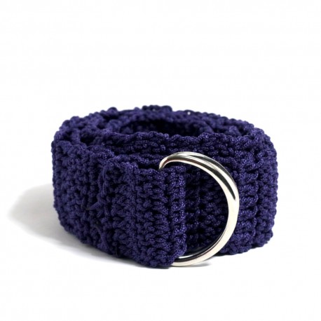 Purple Color Mercerized Silver Color D Buckle Collar Belt