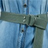 Military Green Bandolier Silver Color Double D Shaped Buckle Men's Women's Youth Belt
