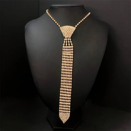 FashionMoon Stone Silver Color Tie Necklace