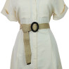 ute Straw Wrap Square Shaped Black Buckle Women's Straw Belt
