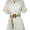 Jute Straw Wrap Square Brown Buckle Women's Belt