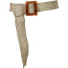 Jute Straw Wrap Square Brown Buckle Women's Belt