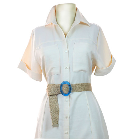 ute Straw Wrap Square Shaped Black Buckle Women's Straw Belt