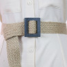 Jute Straw Wrap Square Brown Buckle Women's Belt