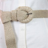 Jute Straw Moon Shape Wrapped Belt Buckle Belt