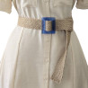 Jute Straw Wrap Square Brown Buckle Women's Belt