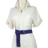 Purple Color Mercerized Silver Color D Buckle Collar Belt
