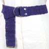 Purple Color Mercerized Silver Color D Buckle Collar Belt