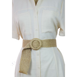 Straw Helix Circle Shaped Buckle Straw Model 2 Women's Belt