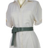 Green Bandolier Silver Color Double Rectangular Shaped Buckle Belt