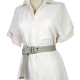 Gray Palaska Silver Color Double Rectangle Buckled Belt