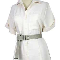 Gray Palaska Silver Color Double Rectangle Buckled Belt