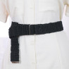 Purple Color Mercerized Silver Color D Buckle Collar Belt