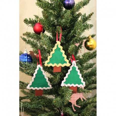 Handmade Felt Sacky Pine Tree Christmas Ornament Triple Set