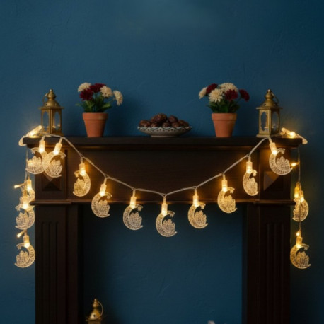 Ramazan Ayı Hilal Tasarımlı Ramazan Süslemesi 20 LED USB Aydınlatma