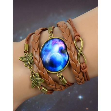 Galaxy Blue Leather Bracelet